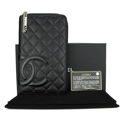 chanel cambon zip long wallet black calfskin silver hardware 2014|Chanel Black Cambon Long Flap Wallet .